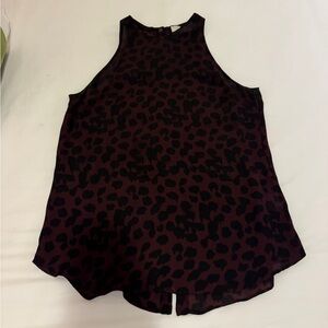 A.L.C. Black and Maroon Leopard Print Blouse